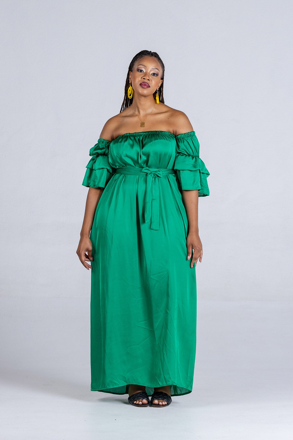 Frida Green Off Shoulder Dress – The Space SA