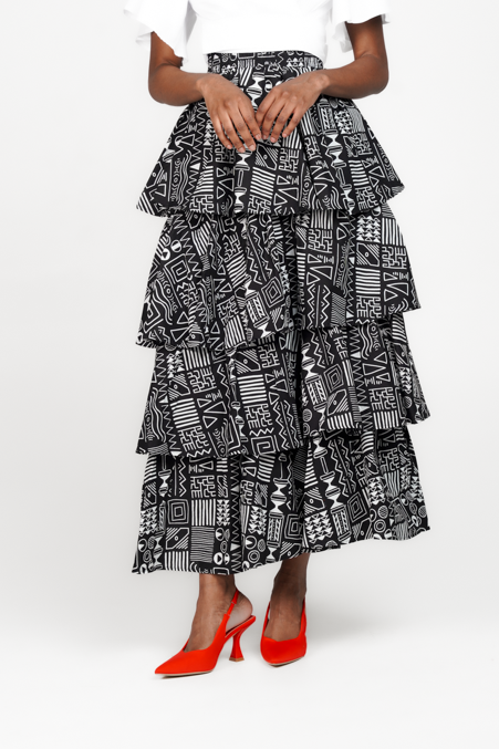 Frida Black/White Multilayered Skirt – The Space SA