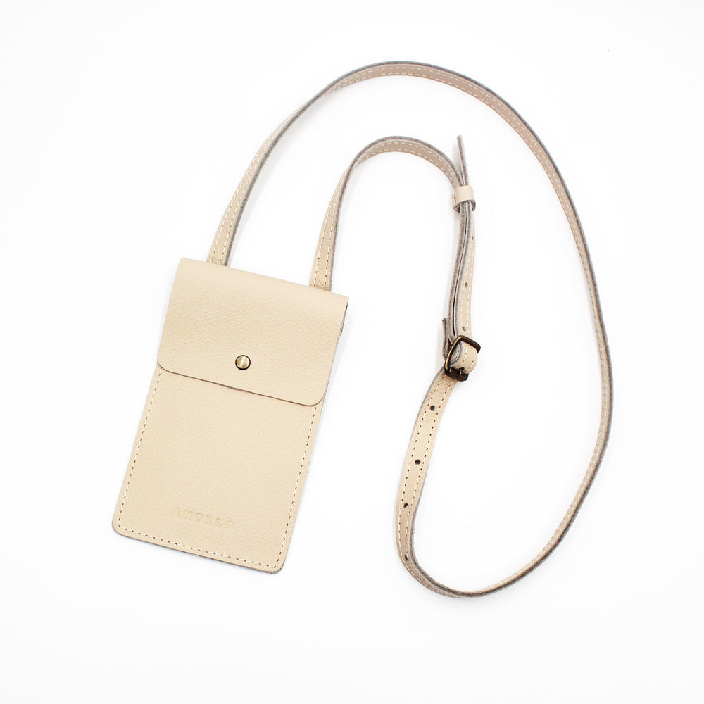 Antelo Benji Minimalist Pebble Leather Phone Bag - Vanilla Frappe