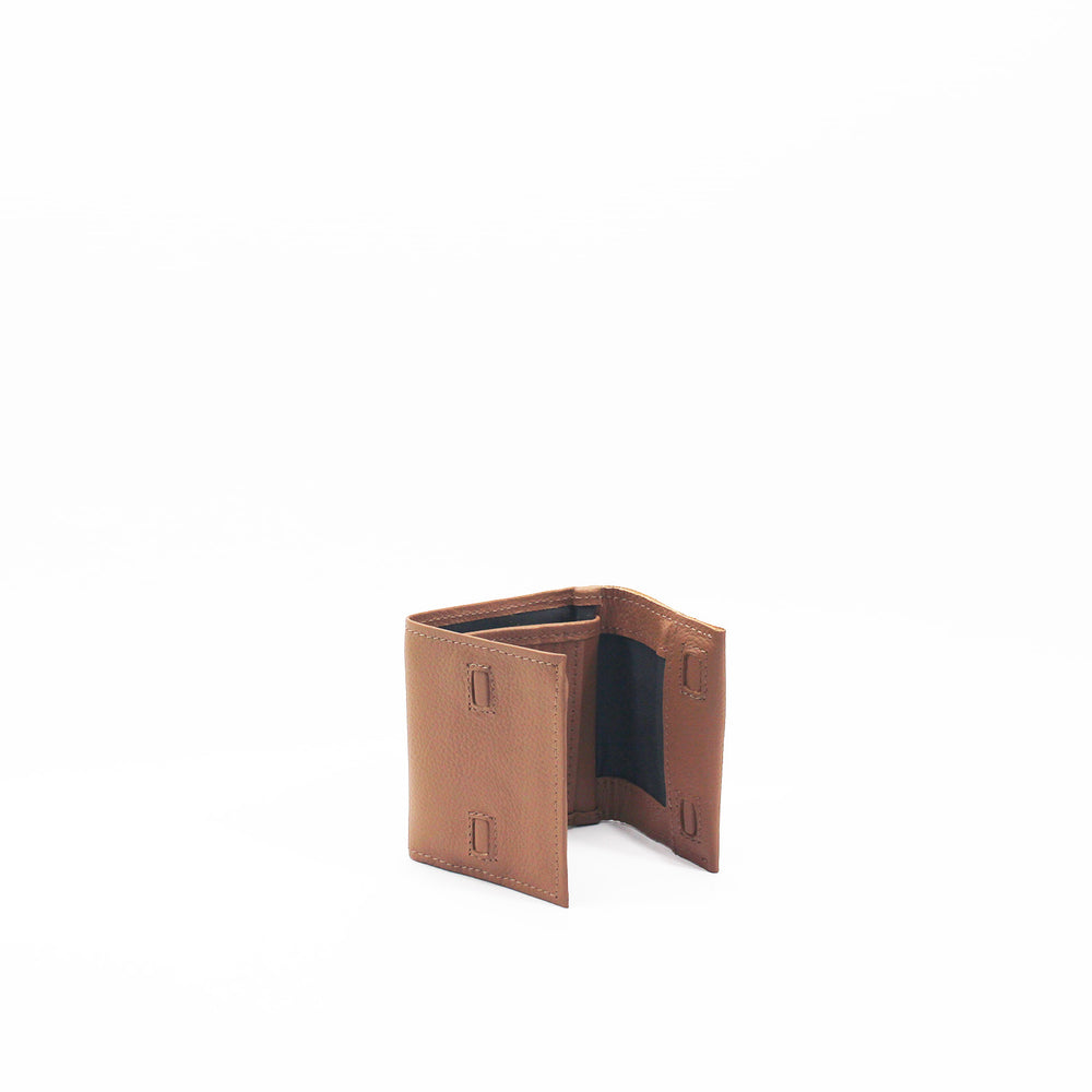 Antelo Billie Pebble Leather Small Trifold Wallet - Iced Coffee