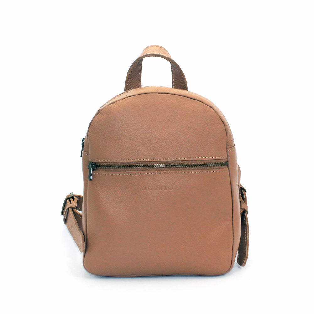 Antelo Sianna Mini Pebble Leather Backpack - Iced Coffee