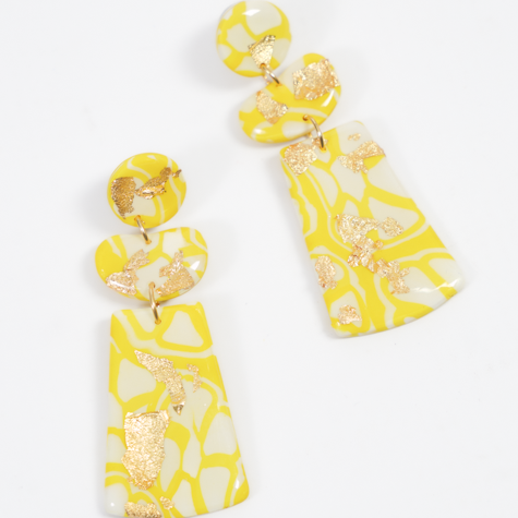 Relier Yellow Print Earrings