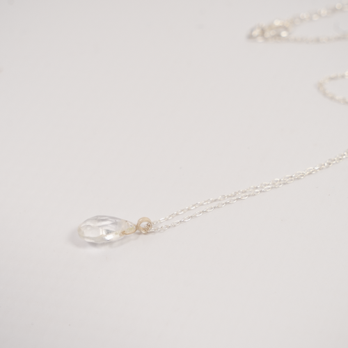 Barely There Gems Clear Quartz Sterling Silver Necklace