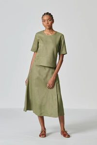 Amanda Laird Cherry Melfi Olive Linen Top