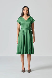 Amanda Laird Cherry Mia Cactus Green Satin Dress