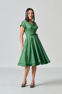 Amanda Laird Cherry Mia Cactus Green Satin Dress