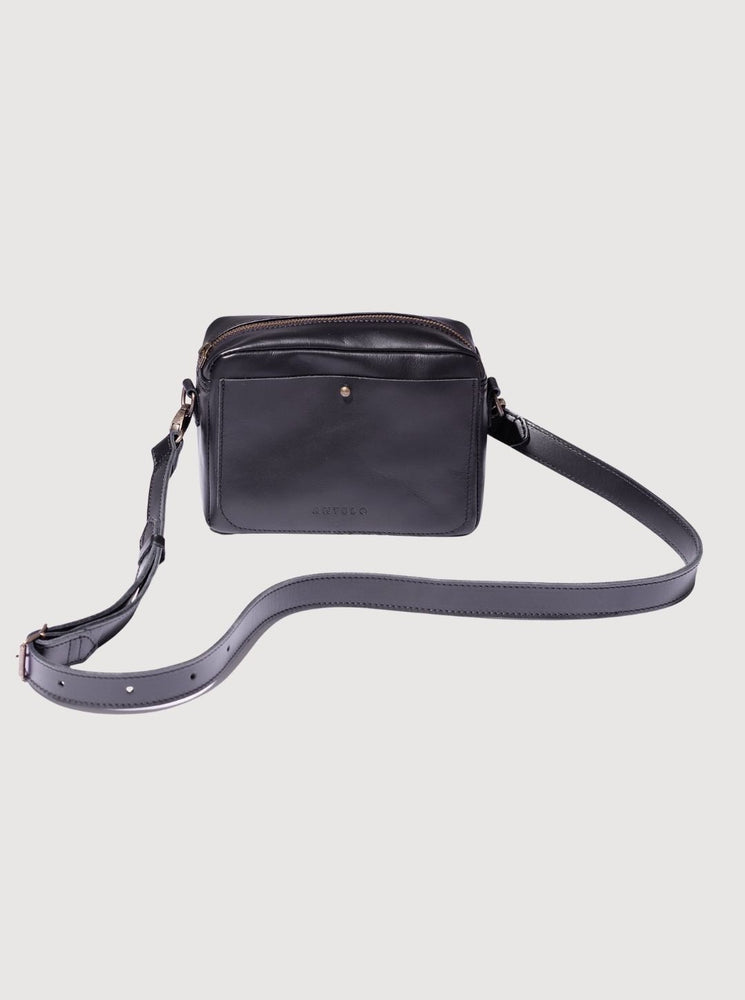 Antelo Nixie Leather Camera Crossbody - Black