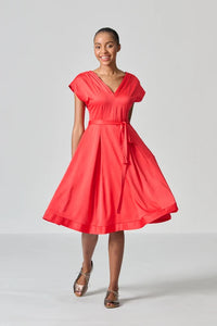 Amanda Laird Cherry Mia Tomato Satin Dress