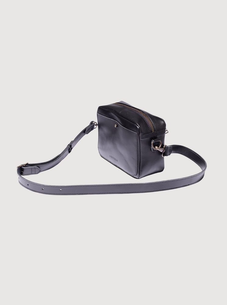 Antelo Nixie Leather Camera Crossbody - Black