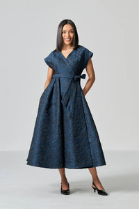 Amanda Laird Cherry Lajuma Navy And Black Brocade Dress