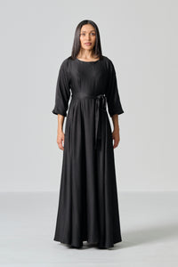 Amanda Laird Cherry Nile Black Satin Dress