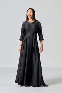 Amanda Laird Cherry Nile Black Satin Dress