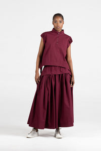 Colleen Eitzen Burgundy Swiggy Poplin Cat Skirt