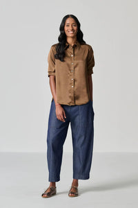 Amanda Laird Cherry Grad Chocolate Satin Shirt