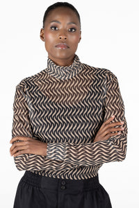 Fluidity Turtle Neck Mesh Top