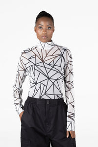 Fluidity Turtle Neck Mesh Top
