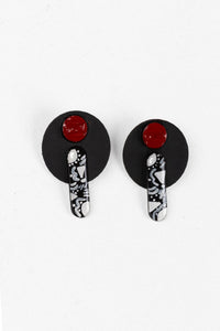Marabou Ox Blood Studs Round Side Down