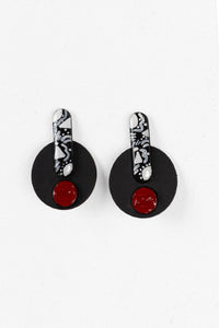 Marabou Ox Blood Studs Round Side Up