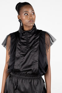 Colleen Eitzen Black Satin And Tulle Luna Top