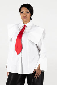 Frida White Laura Shirt and Red Tie