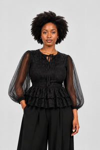 Pearls For EL Lace Top With Tulle Sleeves