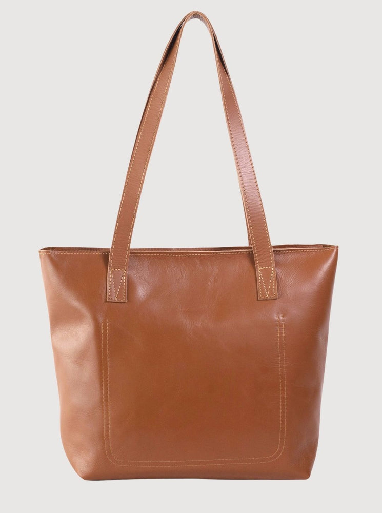 Antelo Emmy Unlined Leather Tote With Zip - Cider Tan
