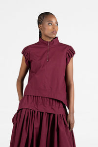 Colleen Eitzen Burgundy Swiggy Poplin Cat Top