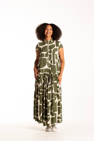 Colleen Eitzen Olive Block Cat Dress