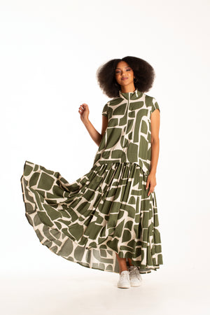 Colleen Eitzen Olive Block Cat Dress