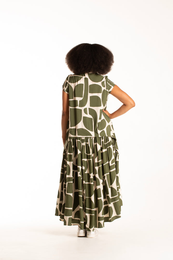 Colleen Eitzen Olive Block Cat Dress