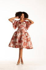 Frida Red/Nude Brocade Tee Dress