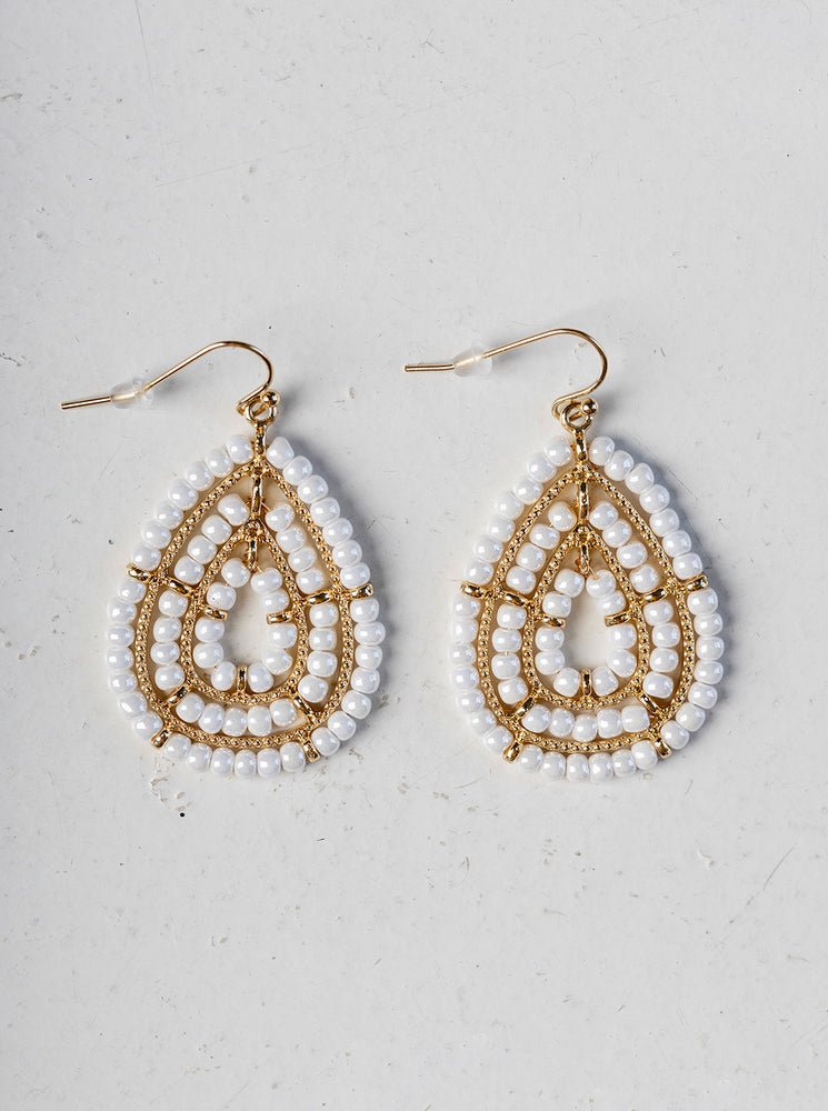 Home Industry Teardrop Beaded Glass Earrings