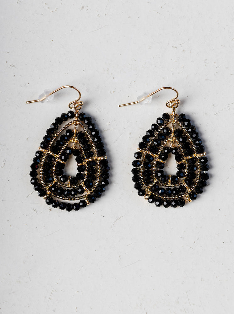 Home Industry Teardrop Beaded Glass Earrings