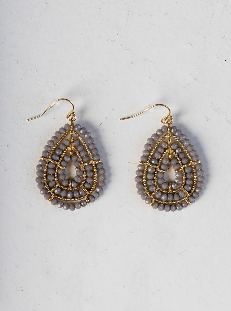 Home Industry Teardrop Beaded Glass Earrings