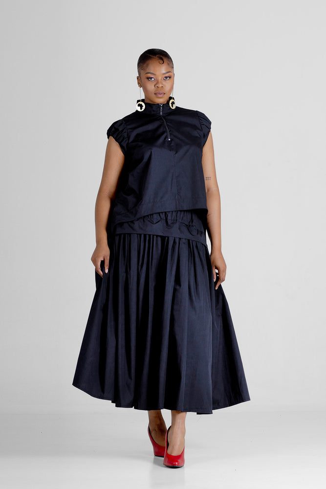 Colleen Eitzen Black Poly Cotton Cat Skirt