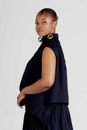 Colleen Eitzen Black Poly Cotton Cat Top