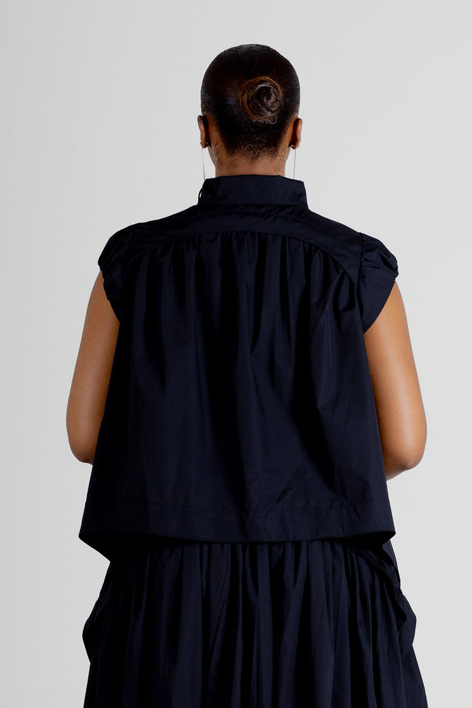 Colleen Eitzen Black Poly Cotton Cat Top