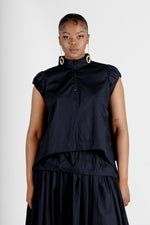 Colleen Eitzen Black Poly Cotton Cat Top