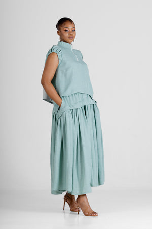 Colleen Eitzen Light Sage Turkish Linen Cat Skirt