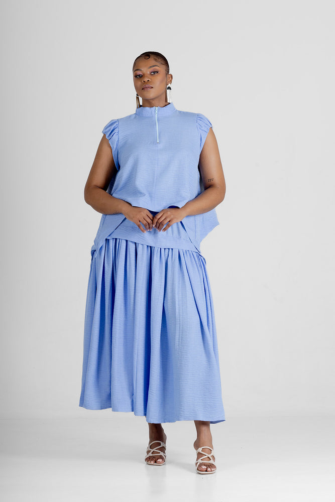 Colleen Eitzen Pale Blue Turkish Linen Cat Skirt