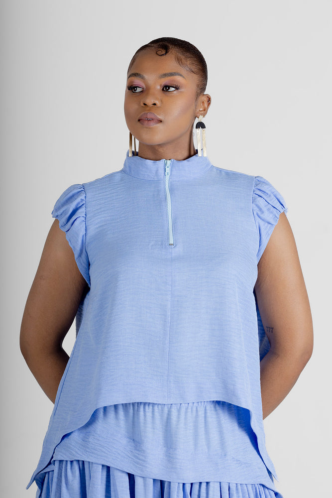 Colleen Eitzen Pale Blue Turkish Linen Cat Top