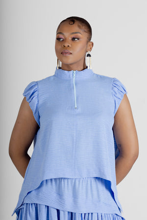Colleen Eitzen Pale Blue Turkish Linen Cat Top