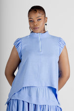 Colleen Eitzen Pale Blue Turkish Linen Cat Top