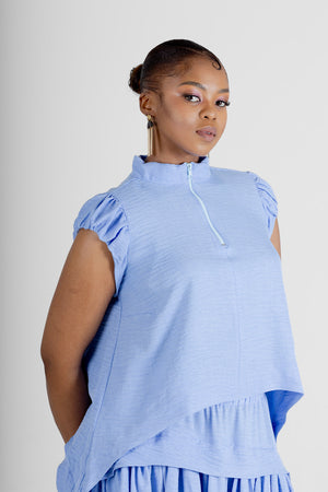 Colleen Eitzen Pale Blue Turkish Linen Cat Top