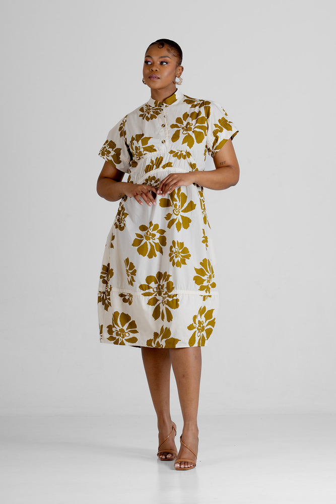 Colleen Eitzen Khaki Floral New Tori Dress