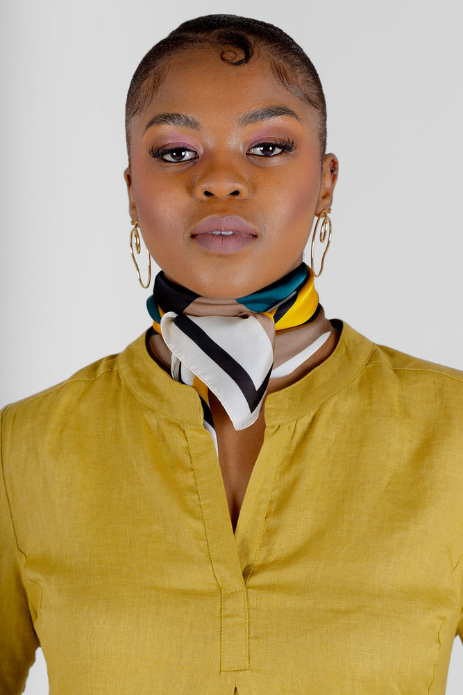 Home Industry  Bold Geo Yellow And Green Scarf