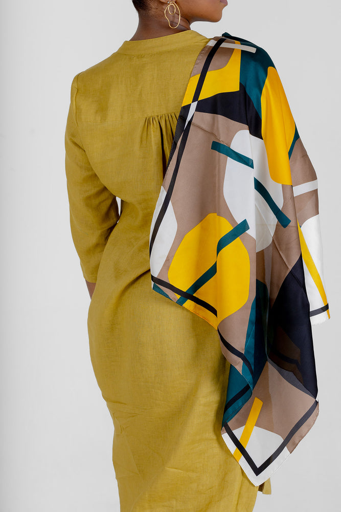 Home Industry  Bold Geo Yellow And Green Scarf