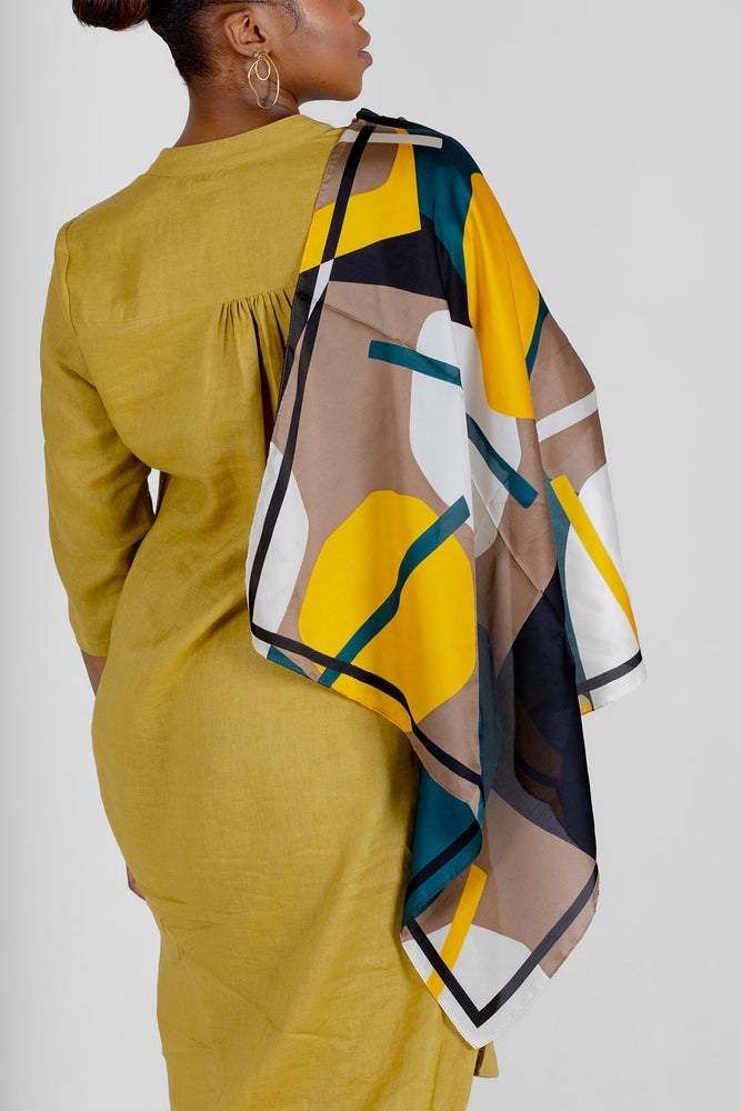 Home Industry  Bold Geo Yellow And Green Scarf