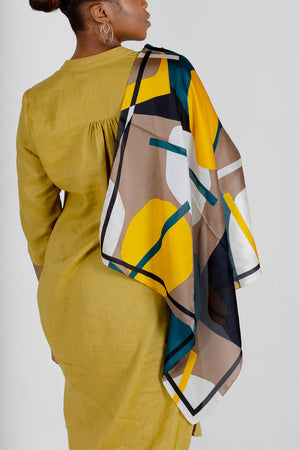 Home Industry  Bold Geo Yellow And Green Scarf