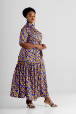 Frida Blue/Yellow Short Sleeved Gipsy Dress